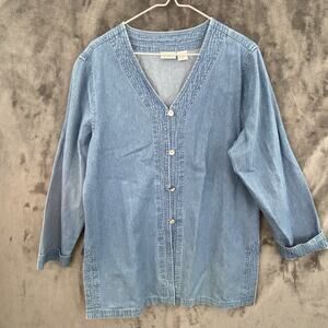 Jeanology size 16 button up Denim tunic normcore